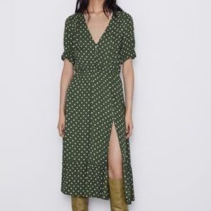 Zara polka dot slit dress